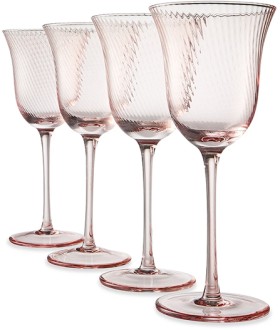 Anko+Set+of+4+Pink+Swirl+Wine+Glass