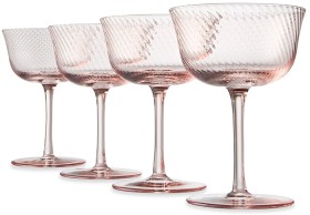 Anko-Set-of-4-Pink-Swirl-Coupe-Glass on sale