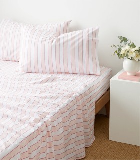 Target+QB+Arden+Stripe+Australian+Cotton+Stonewash+Sheet+Set.+Shell+Pink