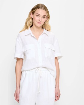 Target-Short-Sleeve-Utility-Cropped-Shirt-White on sale