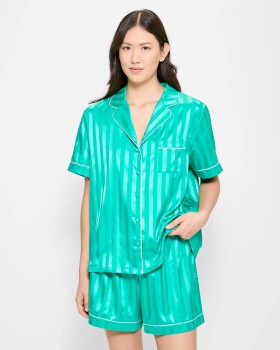 Target-Short-Sleeve-Satin-Pyjama-Set-Bright-Green on sale