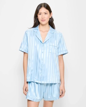 Target-Short-Sleeve-Satin-Pyjama-Set-Cashmere-Blue on sale