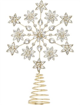 David-Jones-Collection-Silver-Glass-Beaded-Snowflake-Tree-Topper-27cm on sale