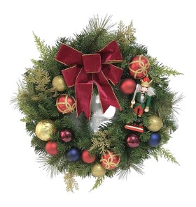 David+Jones+Collection+Nutcracker+and+Baubles+Wreath+60cm