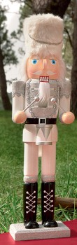 David-Jones-Collection-Wooden-White-Gold-Drummer-Nutcracker-35cm on sale