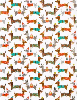 David-Jones-Collection-Christmas-Wrap-Roll-5m-Daschunds on sale