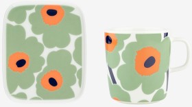 Marimekko+%26lsquo%3BOiva%2F+Unikko%26rsquo%3B+Mug+with+a+Plate+Set