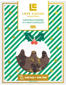 Love-Cocoa-Christmas-Pudding-Milk-Chocolate-Bar-75g on sale