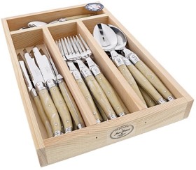 Laguiole+by+Jean+Dubost+%26lsquo%3BMaison%26rsquo%3B+24-Piece+Cutlery+Set+-+Light+Horn