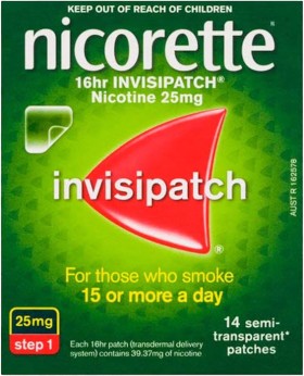 Nicorette+Quit+Smoking+16+Hour+Nicotine+Invisipatch+Step+1+25mg+14+Patches