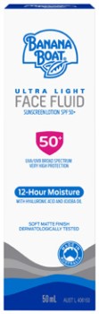 Banana-Boat-Ultra-Light-Face-Fluid-Sunscreen-Lotion-SPF-50-50mL on sale