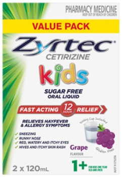 Zyrtec+Kids+Allergy+%26amp%3B+Hayfever+Relief+Grape+Flavour+2+x+120mL+Liquid+Value+Pack