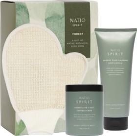 Natio-Forest-Desert-Lime-Salt-Coffee-Scrub-300g-Kakadu-Plum-Almond-Body-Lotion-210mL-with-Spirit-Bath-Glove on sale