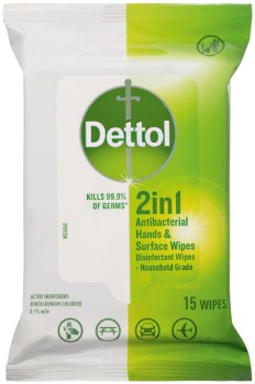 Dettol+2in1+Antibacterial+Hands+%26amp%3B+Surface+Wipes+15+Pack