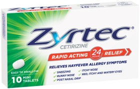 Zyrtec+Cetirizine+Rapid+Acting+Relief+Mini+Tablets+10+Pack%2A%2A