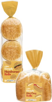 Coles+Simply+Hamburger+Rolls+6+Pack+540g+or+Hot+Dog+Rolls+6+Pack+450g