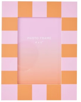 NEW+4in.+x+6in.+Check+Frame+-+Pink+and+Orange