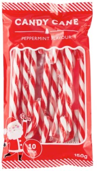 10+Pack+Peppermint+Flavour+Candy+Canes+150g