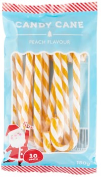 10+Pack+Peach+Flavour+Candy+Canes+150g