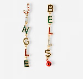 Christmas+Jingle+Bells+Drop+Earrings+-+Gold+Tone%2C+Red+and+Green