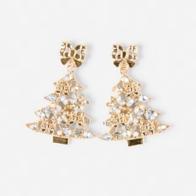 Christmas+Tree+Diamante+Drop+Earrings+-+Gold+Tone