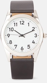 Mens-Classic-Analogue-Watch-with-Silver-Case-Black-Strap on sale