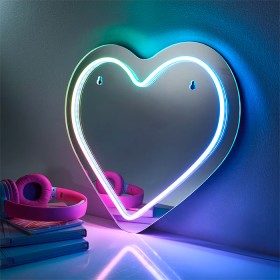 LED+Neon+Mirror+Heart+Light