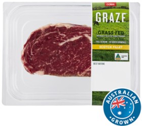 Coles+Australian+No+Added+Hormones+GRAZE+Grass+Fed+Beef+Scotch+Fillet+Steak+250g