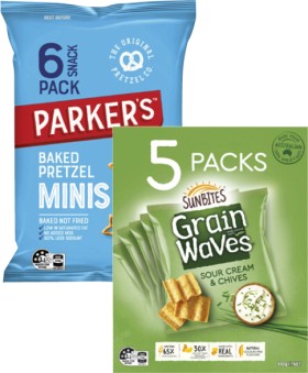 Parkers+Pretzels+6+Pack+or+Sunbites+Grain+Waves+5+Pack