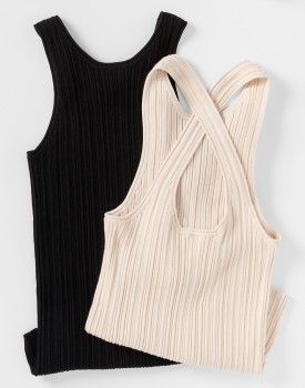 Sleeveless+True+Knit+Cross+Back+Halter+Top