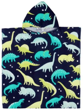 Cotton+Velour+Kids+Hooded+Beach+Towel+-+Dino