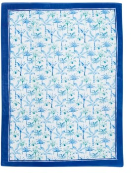 Cotton-Velour-Beach-Blanket-Palms-Blue on sale