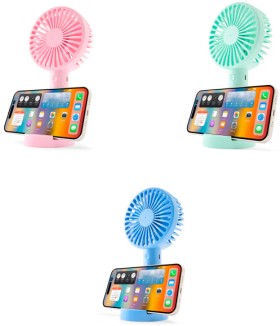 Desk+Fan+with+Phone+Holder+-+Assorted