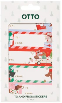 Otto+To%2FFrom+Stickers+Festive+Friends+50+Pack