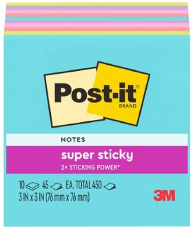 Post-it+Super+Sticky+Notes+76+x+76mm+Supernova+Neons+10+Pack