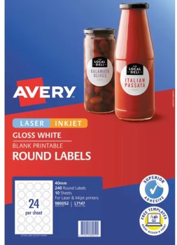 Avery+Round+40mm+Gloss+White+Labels