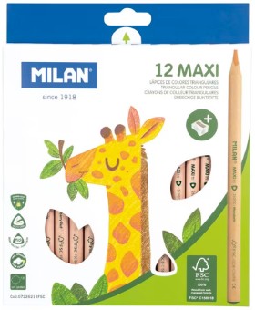 Milan+FSC+Maxi+Tri-Coloured+Pencils+12+Pack