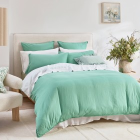 Washed-Linen-Look-Spring-Green-Quilt-Cover-Set-by-Essentials on sale