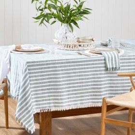 Liv+Stripe+Green+Cotton+Table+Linen+Range+by+Essentials