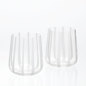 Atlas-White-Stripe-Glass-Tumblers-Set-of-2-by-MUSE on sale