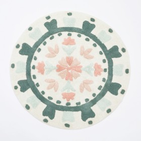 Floral+Bloom+Round+Sage+Green+Bath+Mat+by+Habitat