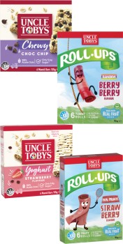 Uncle+Tobys+Muesli+Bars+185g+or+Roll+Ups+94g