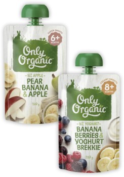 Only+Organic+4%2B+Months%2C+6%2B+Months+or+8%2B+Months+Baby+Food+Pouch+120g