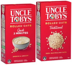 Uncle-Tobys-Traditional-or-Quick-Rolled-Oats-1kg on sale