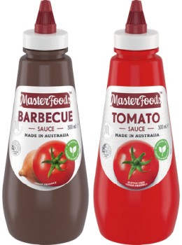 MasterFoods+Squeezy+Tomato+or+Barbecue+Sauce+475%E2%80%91500mL+Selected+Varieties