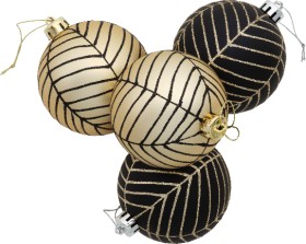 Jolly-Joy-Black-Gold-Baubles-4-Pack on sale