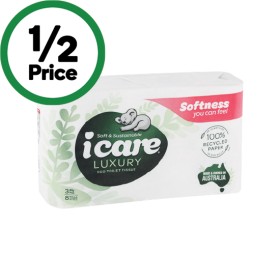 icare+Recycled+Toilet+Tissue+3+Ply+Pk+8