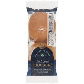 Woolworths+Milk+Bun+300g+Pk+4