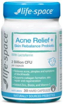 Life-Space+Acne+Relief+%2B+Skin+Rebalance+Probiotic+30+Capsules