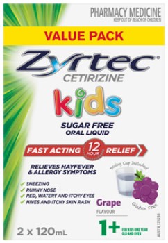 NEW+Zyrtec+Kids+Allergy+%26amp%3B+Hayfever+Relief+Grape+Flavour+Liquid+Value+Pack+2+x+120mL